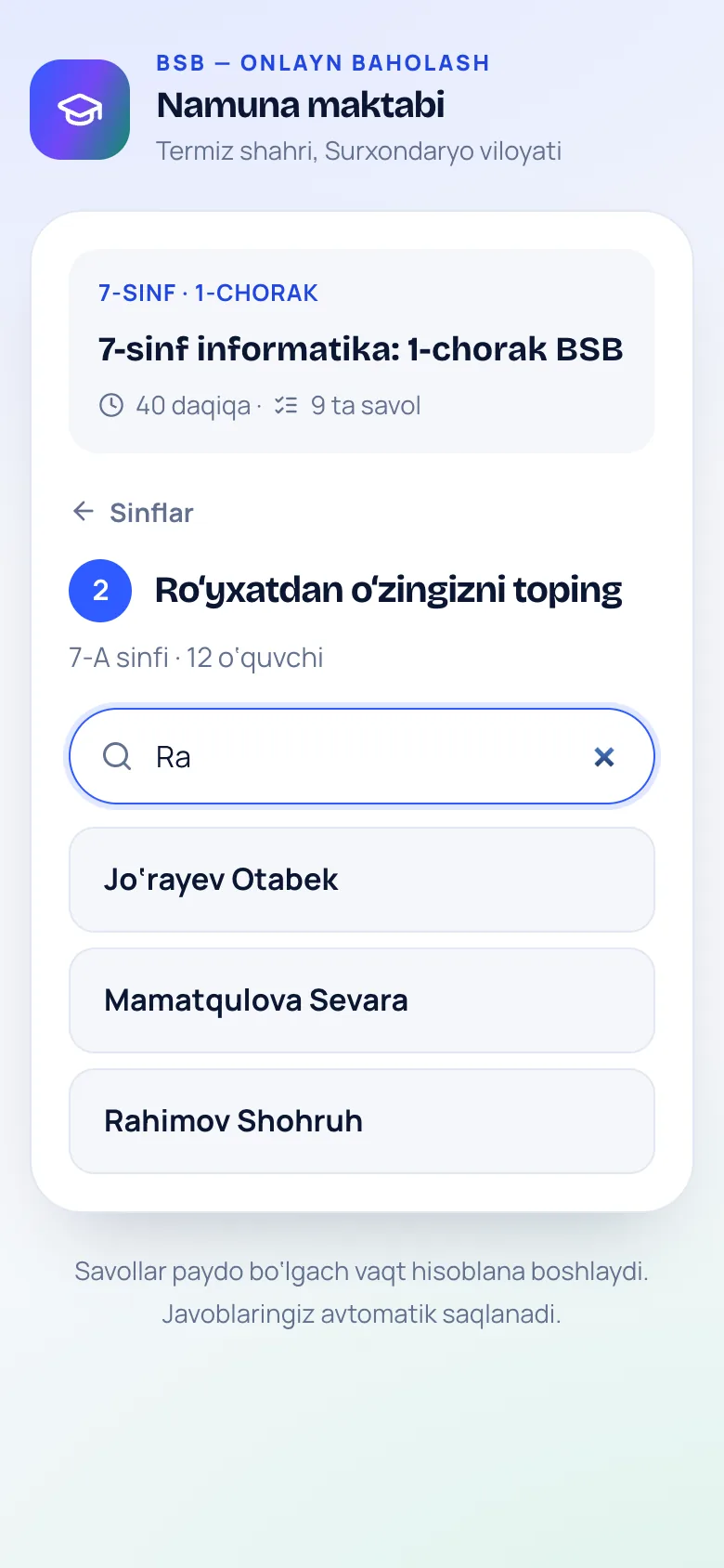 2. Ismini topadi